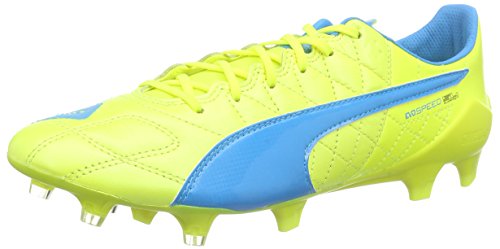 Puma evoSPEED SL Lth FG, Herren Fußballschuhe, Gelb (safety yellow-atomic blue-white 04), 43 EU (9 Herren UK)