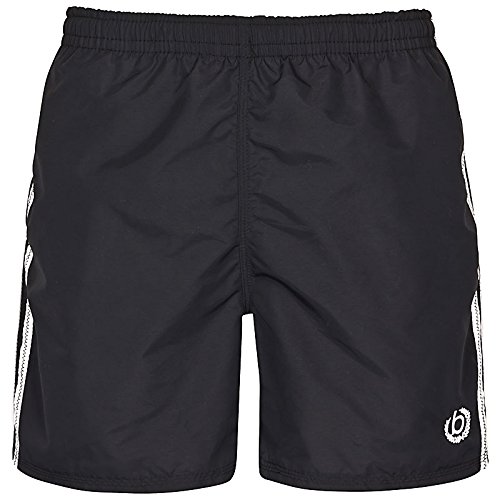 bugatti® – moderne Herren Badeshort schwarz oder marineblau, mit weißen Streifen (XXXL, schwarz)